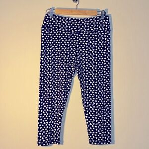 Lulu-B Women’s Size Medium Stretch Pull on Pants Black with White Hearts, capri